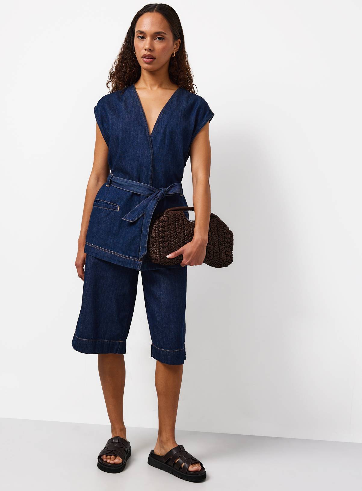 Indigo Denim Sleeveless Kimono Style Co-ord Top 12 - Image 2